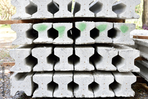 Stack of precast concrete I-beam