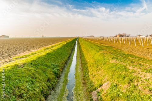 drought in the winter in an irrigation canal