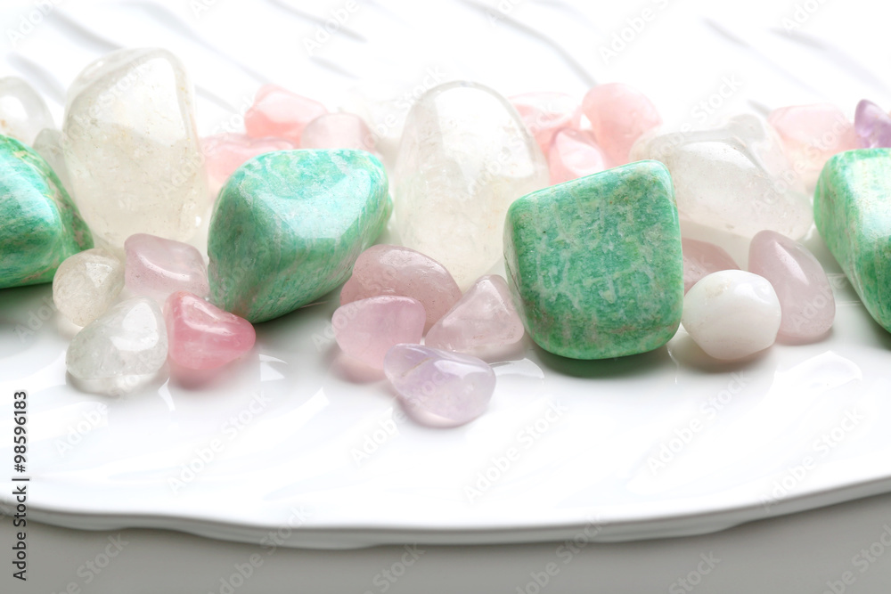 Semiprecious stones on a dish Semiprecious stones on a dish