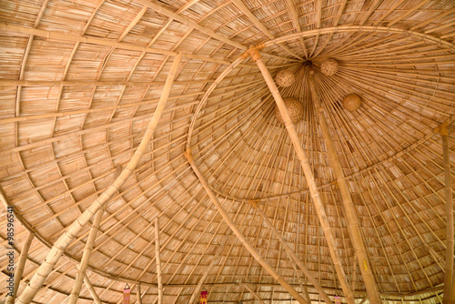 Inside a bamboo shingle roof