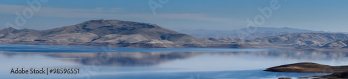 San Luis Reservoir Panorama. Merced County, California, USA.  photo