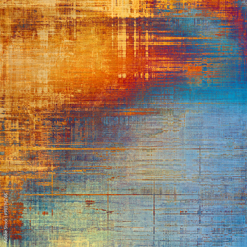 Old texture with delicate abstract pattern as grunge background. With different color patterns: yellow (beige); brown; red (orange); blue