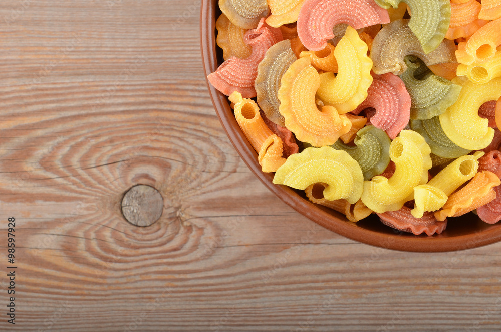 Wholegrain italian pasta in bowl Wholegrain italian pasta in bowl