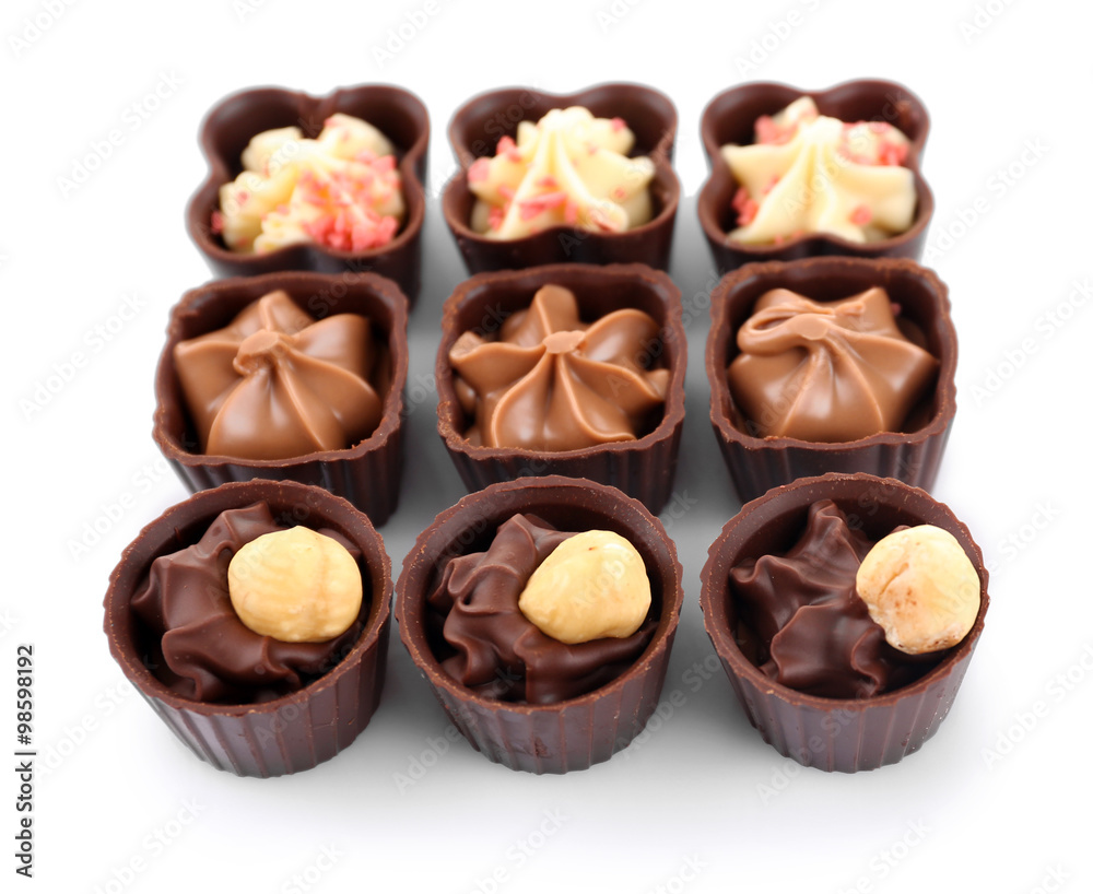 Chocolate sweets isolated on white Chocolate sweets isolated on white