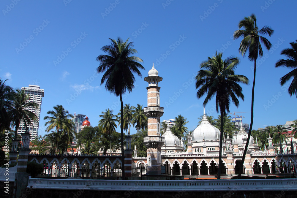 Historic mosque, Masjid Jamek at Kuala Lumpur, Malaysia ..
