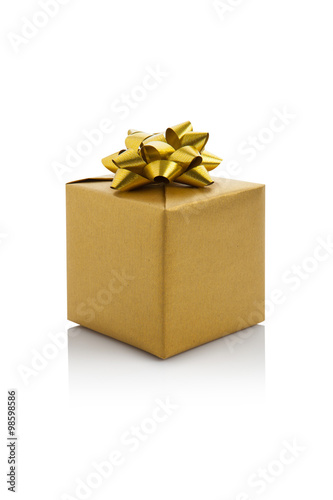 gold gift box on white background