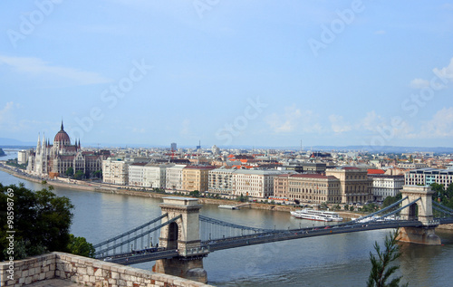 Budapest, skyline, Chain Bridge and Parliament Building
