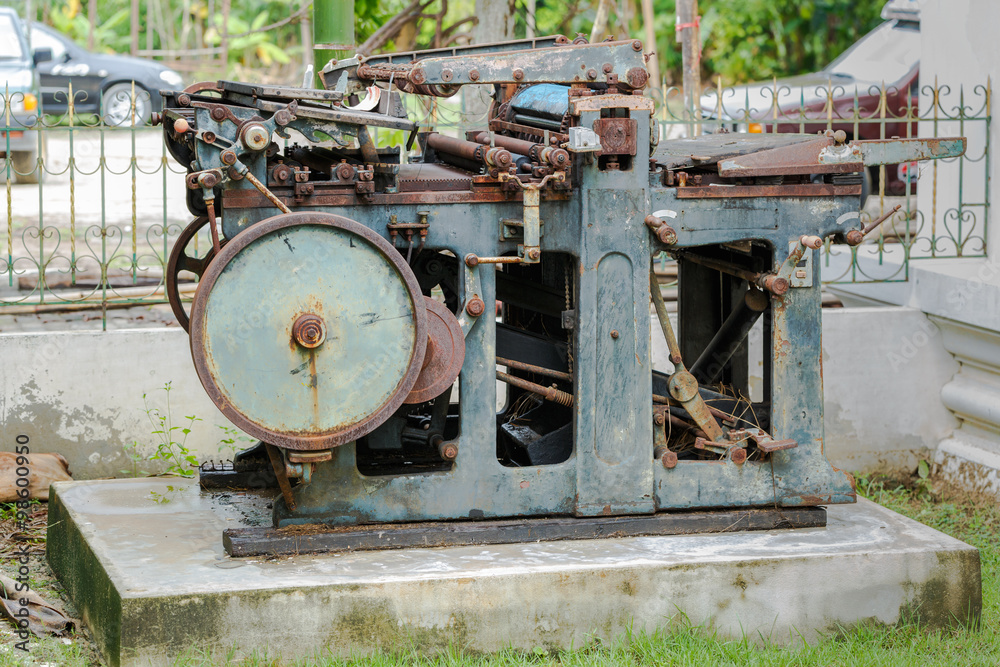 Fototapeta premium Old machine for printing in Thailand