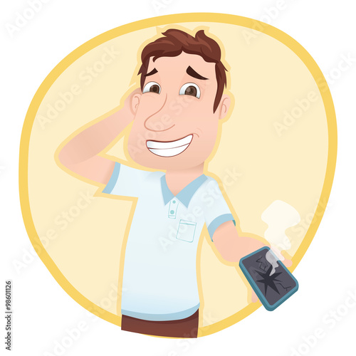 man showing broken phone