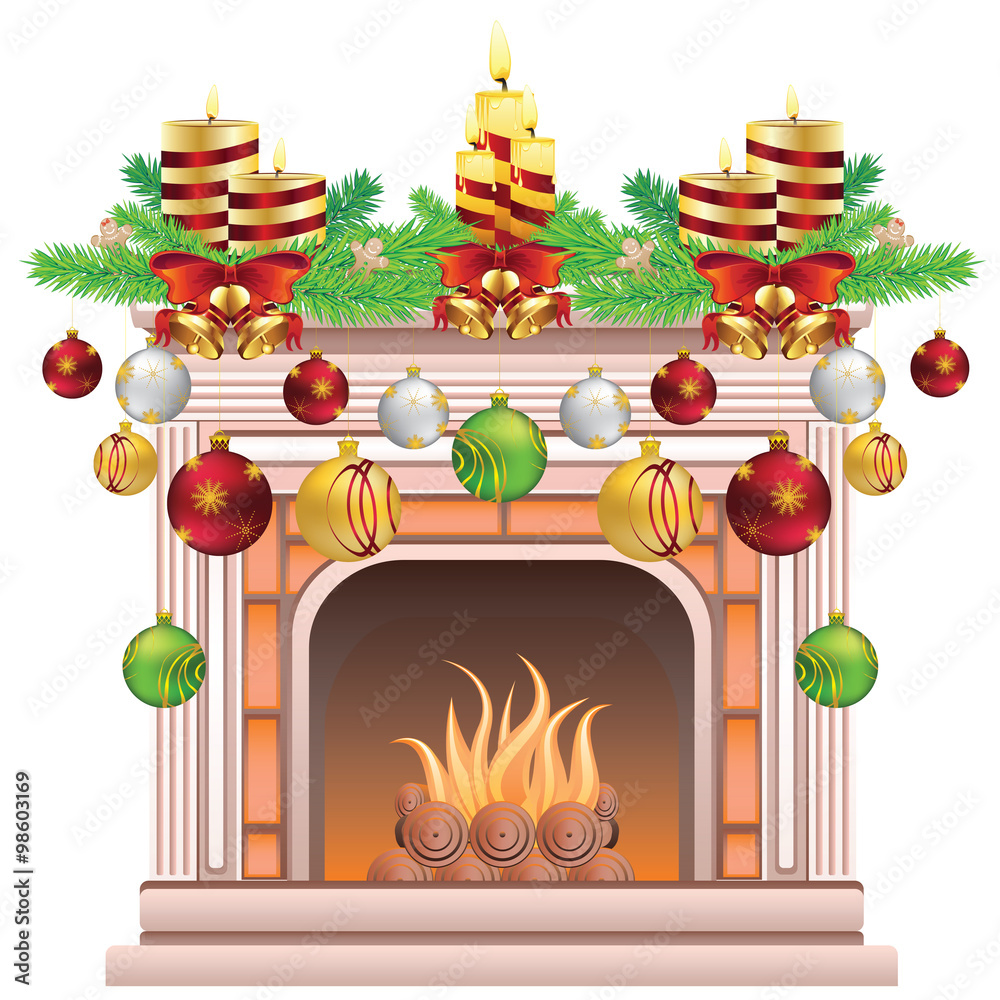 Decorated Christmas Fireplace Decorated Christmas Fireplace