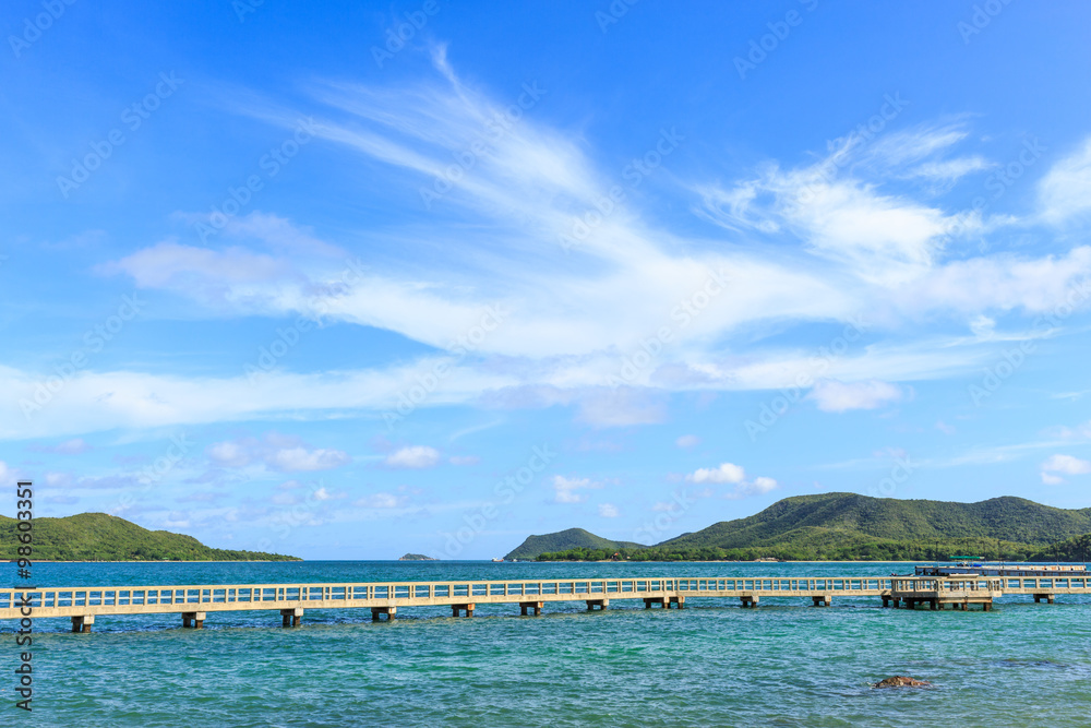 View of Old cement bridge and Island in Thailand