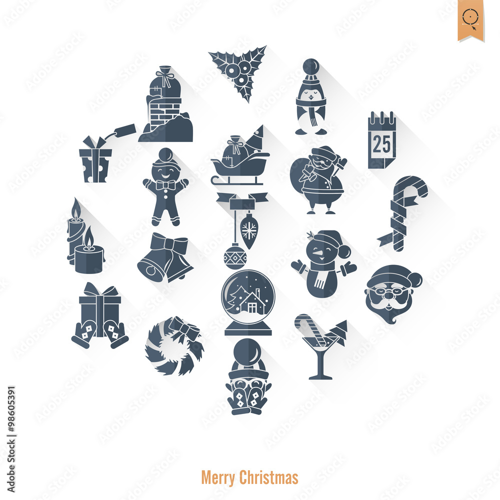 Fototapeta premium Christmas and Winter Icons Collection