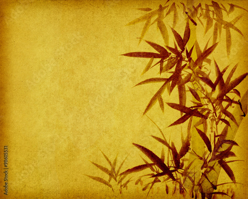 bamboo on old grunge paper texture background