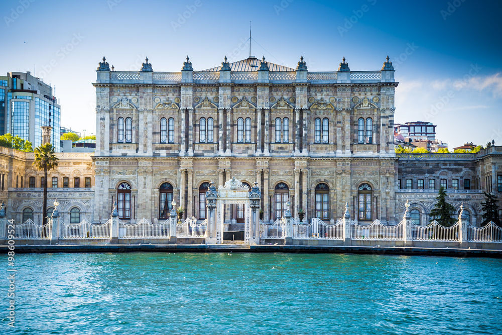 Ancient mansion in Istanbul over Bosphorus sea