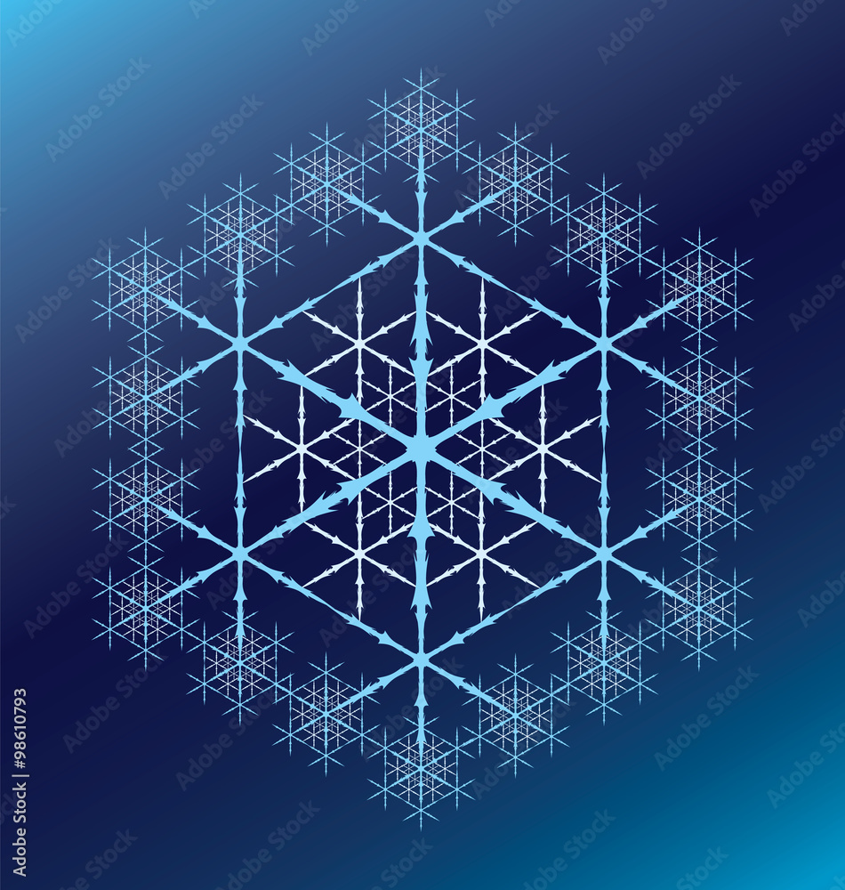 blue six-pointed snowflake on a blue gradient blue six-pointed snowflake on a blue gradient