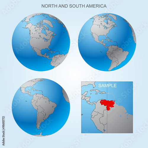 Globe set with borders of countries. Easy to select every country and delete contour