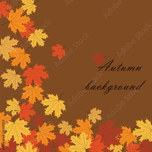 Autumn background with maple leaves. Vector