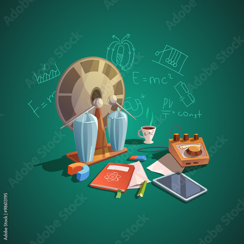 Science retro cartoon set