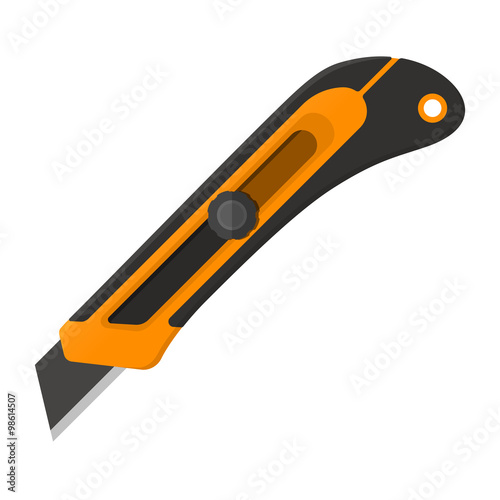 Vector illustration. Construction utility knife in flat design isolated on white background