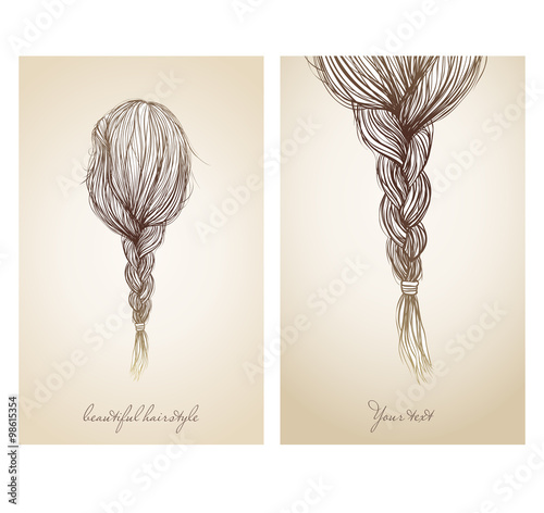 Vector illustration of  beautiful female hairstyle.