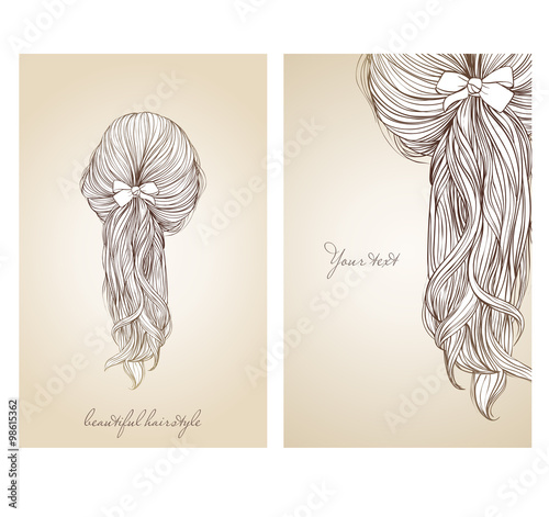 Vector illustration of  beautiful female hairstyle.