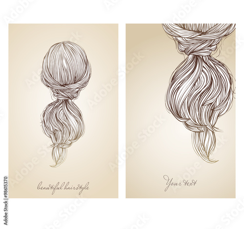 Vector illustration of  beautiful female hairstyle.
