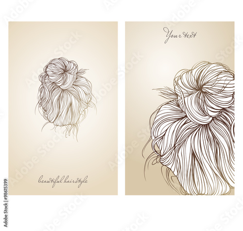 Vector illustration of  beautiful female hairstyle.