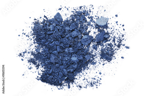 Blue eyeshadow crushed sample isolated on white