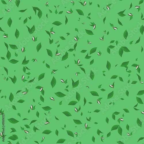 seamless pattern of leaves with buds