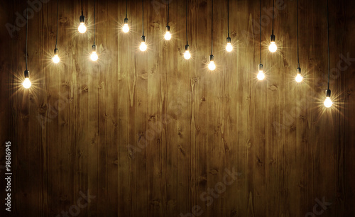 Light bulbs on wood
