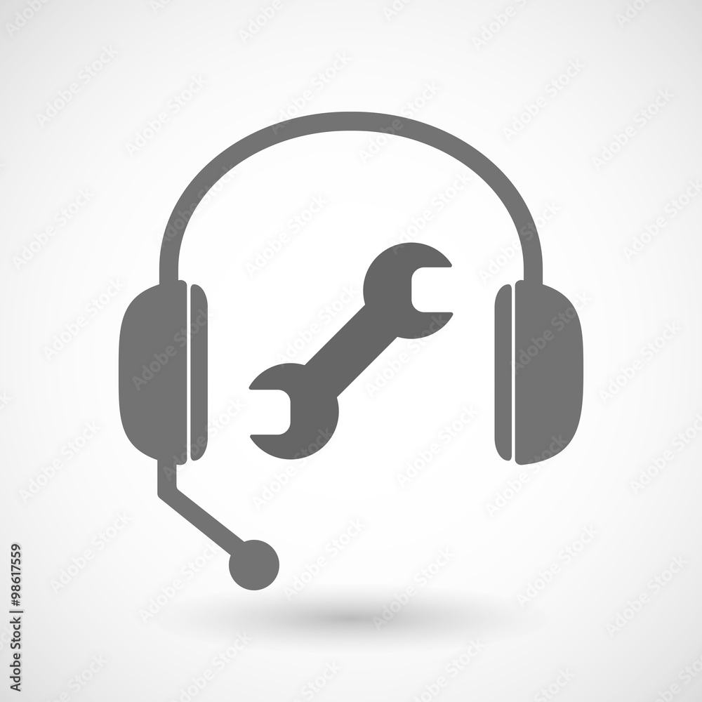 Remote assistance headset icon with a wrench Remote assistance headset icon with a wrench