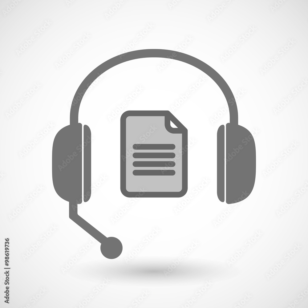 Remote assistance headset icon with a document Remote assistance headset icon with a document