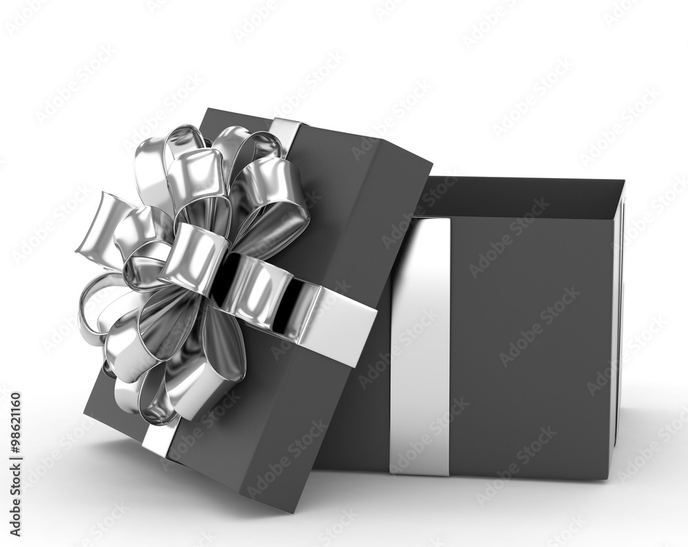 open gift box with bows isolated on white open gift box with bows isolated on white