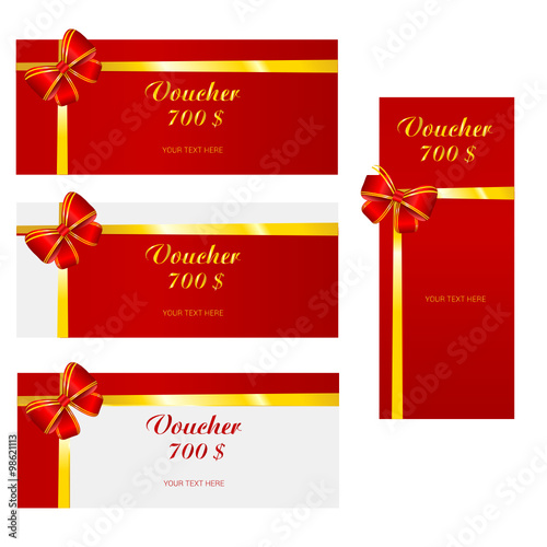 bow voucher vector red illustration