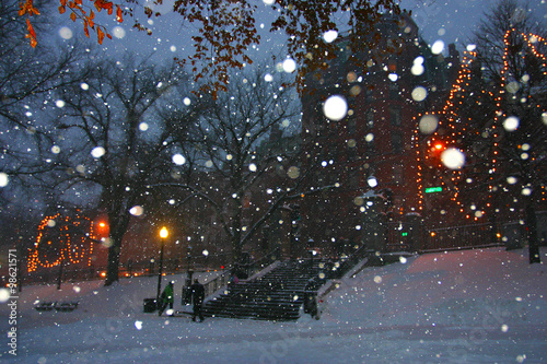 Stock image of a snowing winter at Boston, Massachusetts, USA.. photo