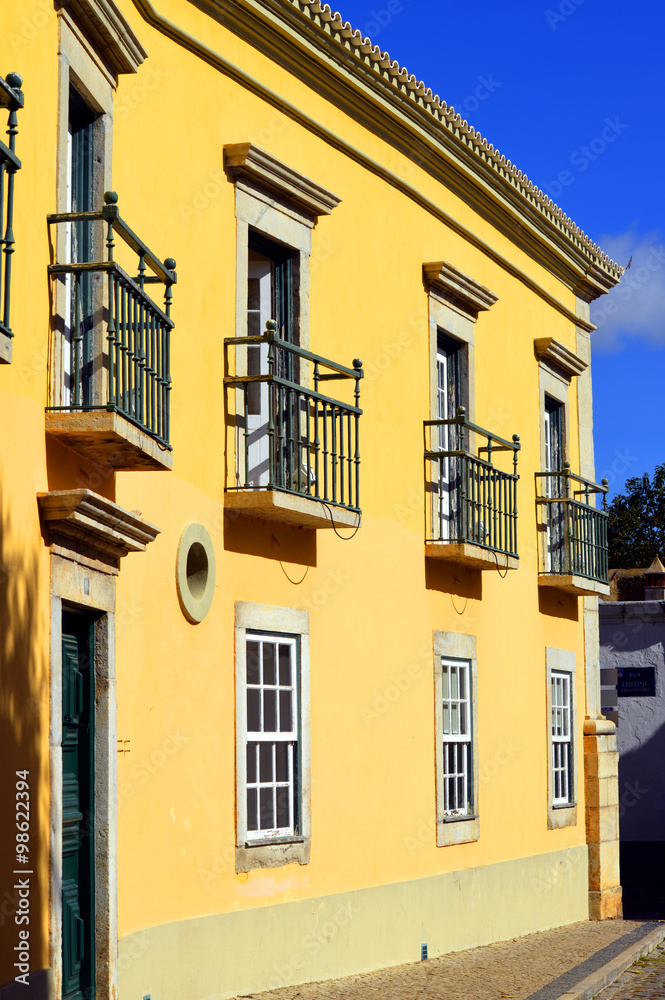 Faro, Algarve, Portugal - October 29, 2015 : Architecture in the old town district of Faro in Portugal