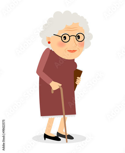 Old woman with cane