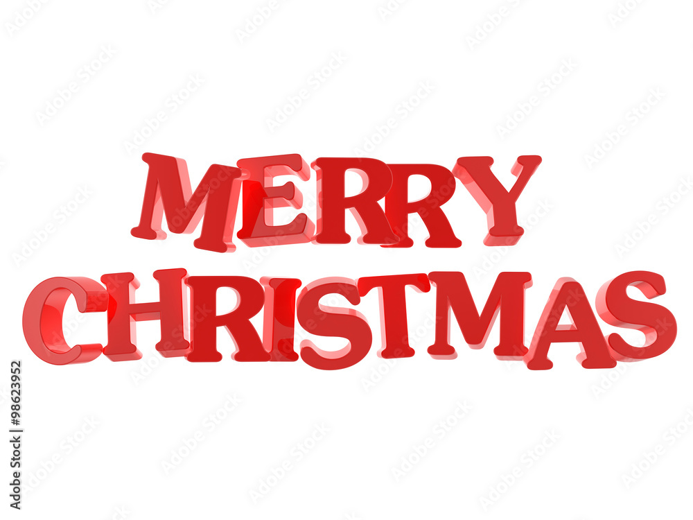 Merry Christmas - red text isolated on white background