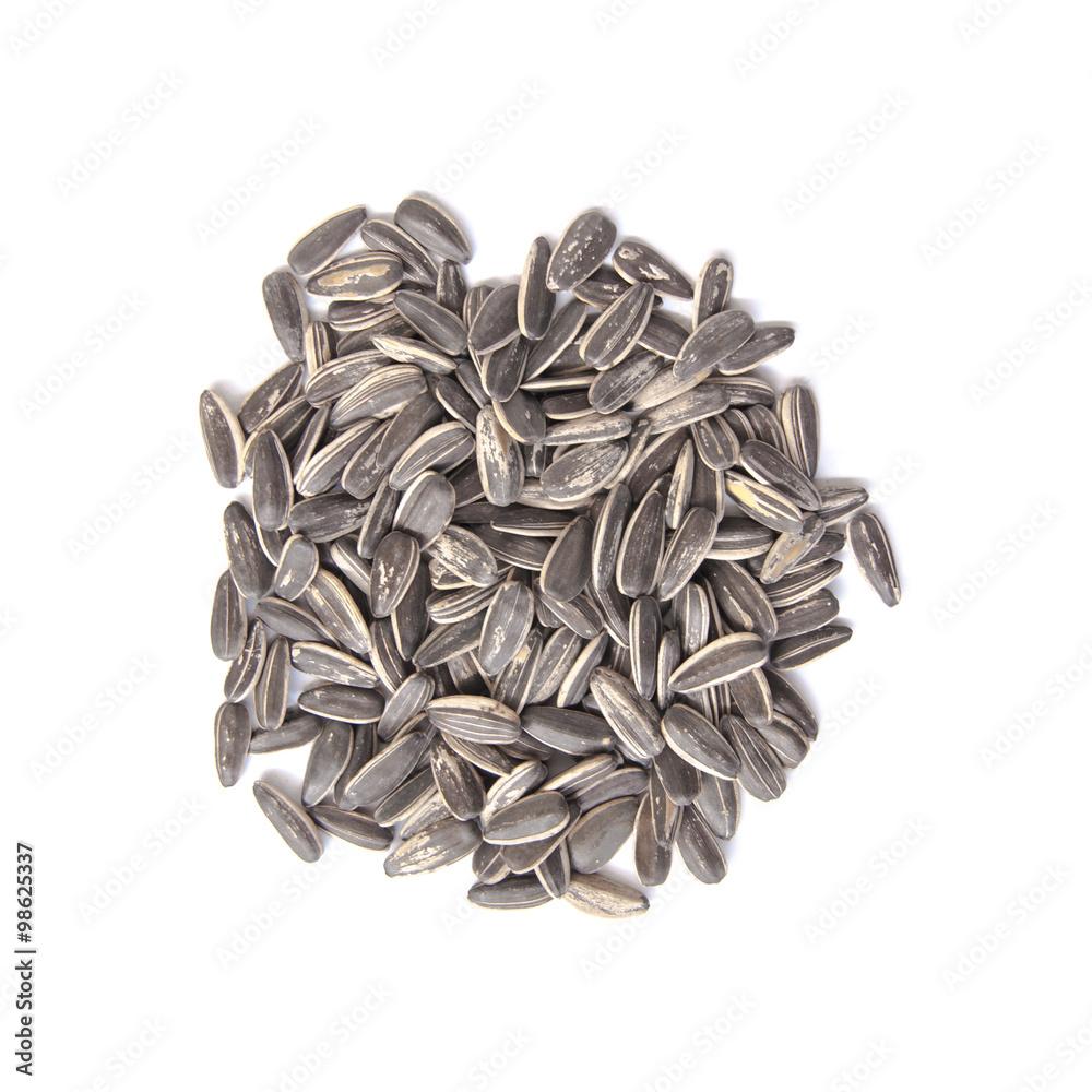 Top view of sunflower seeds isolated Top view of sunflower seeds isolated