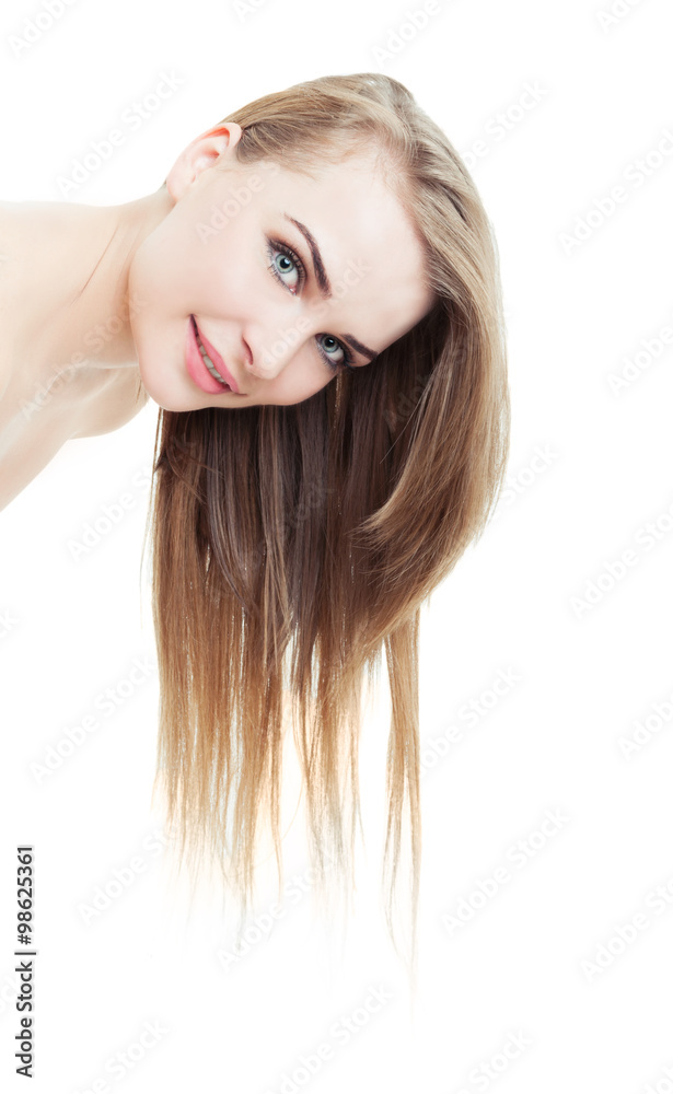 Beautiful woman with natural hair extensions Beautiful woman with natural hair extensions