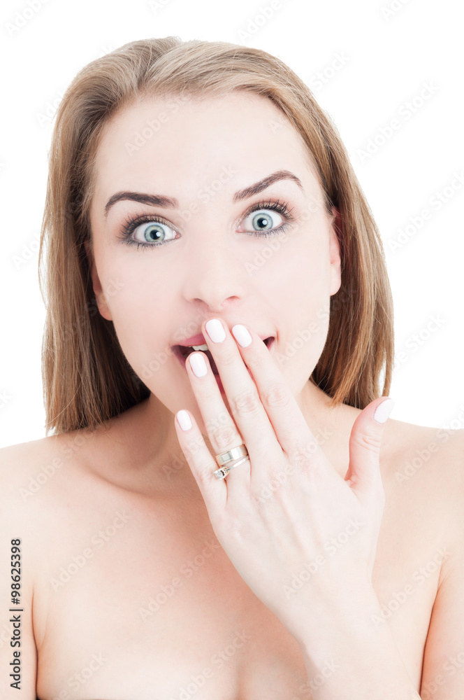 Female model with beautiful skin acting surprised Female model with beautiful skin acting surprised