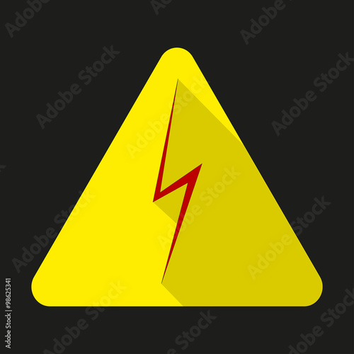 High voltage sign. Danger symbol. Red arrow isolated in yellow triangle. Warning icon