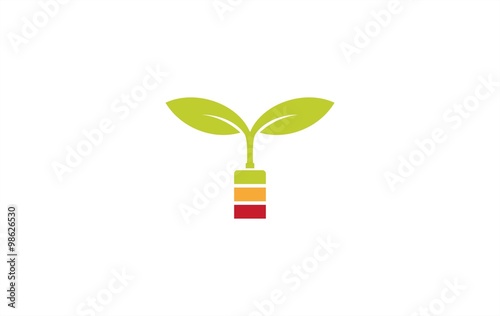 battery leaf eco vector logo photo