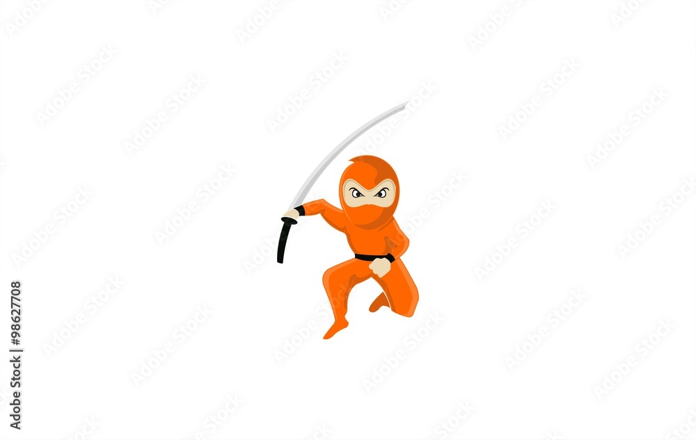 orange ninja vector logo