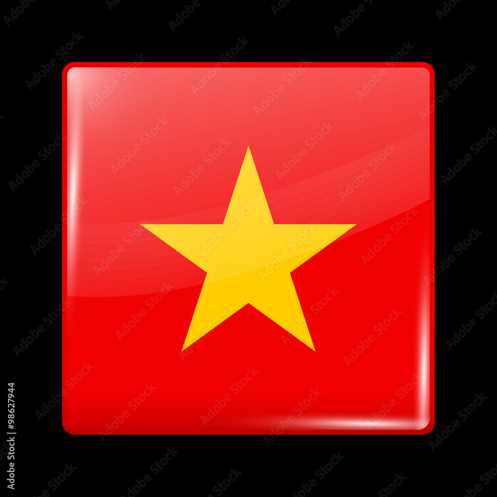 Vietnam Variant Flag. Glassy Icon Square Shape Vietnam Variant Flag. Glassy Icon Square Shape