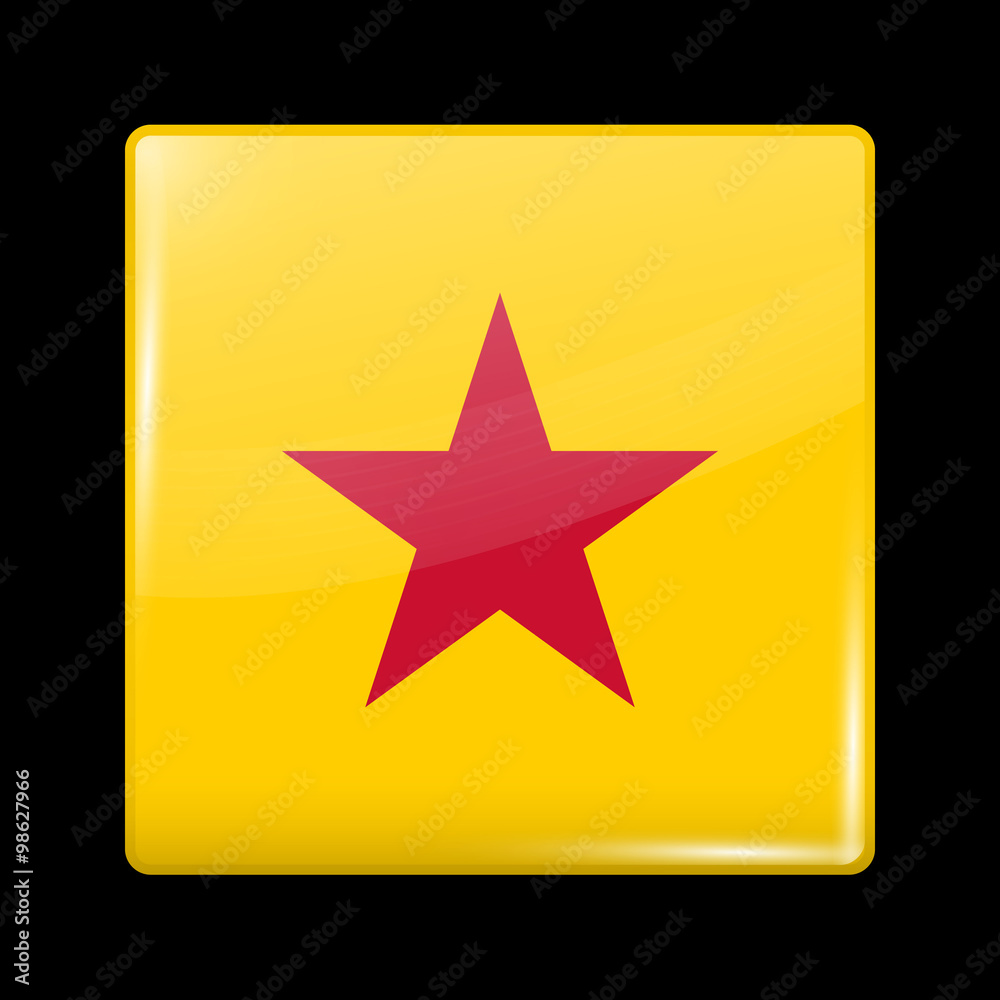 Vietnam Variant Flag. Glassy Icon Square Shape Vietnam Variant Flag. Glassy Icon Square Shape