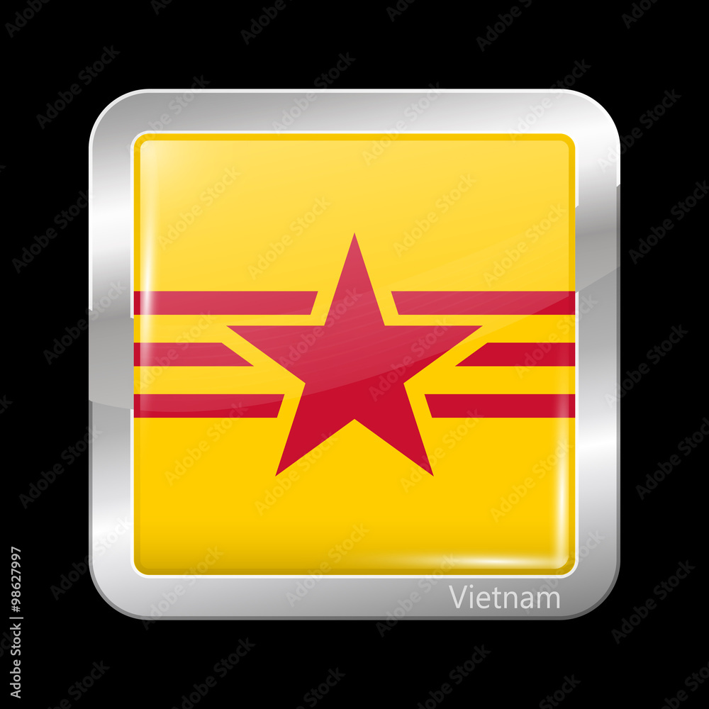 Vietnam Variant Flag. Metallic Icon Square Shape Vietnam Variant Flag. Metallic Icon Square Shape