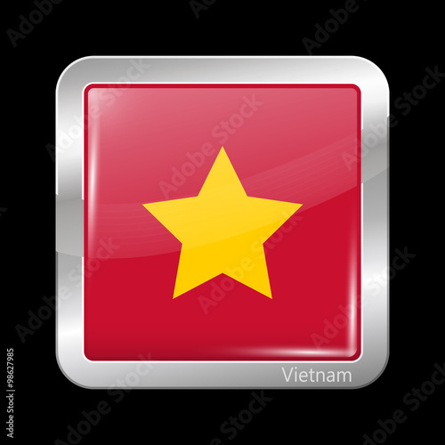 Vietnam Variant Flag. Metallic Icon Square Shape