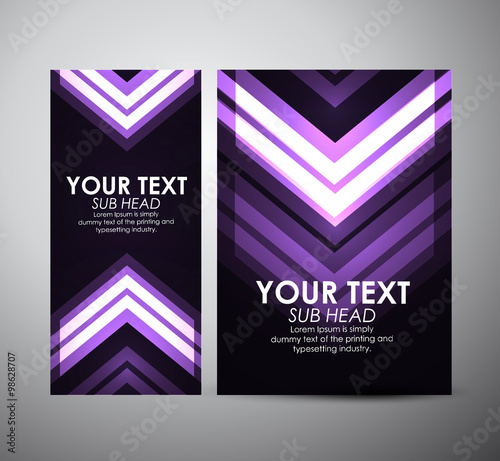 Abstract purple Arrow in Brochure business design template or roll up. Vector Illustration 