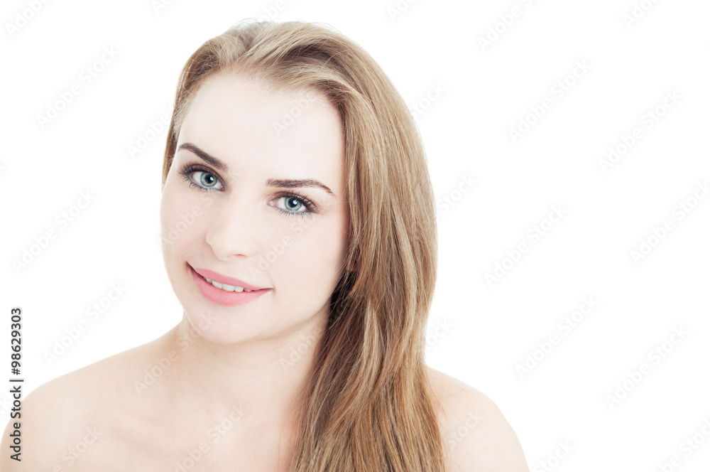 Smiling woman wearing daytime makeup Smiling woman wearing daytime makeup